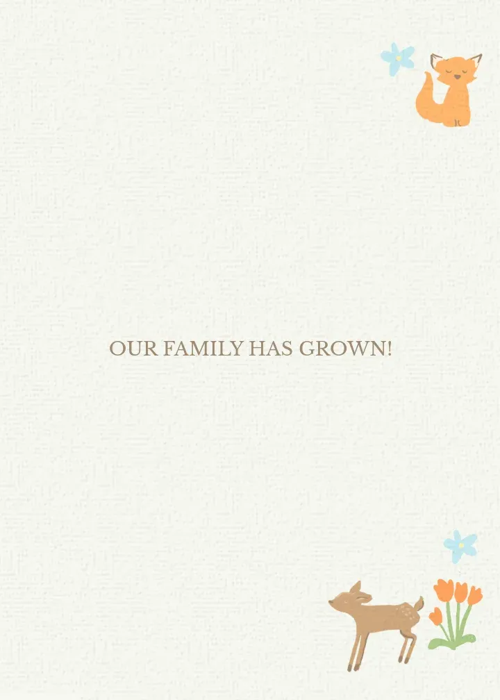 Woodland Faire Part Naissance card inside right