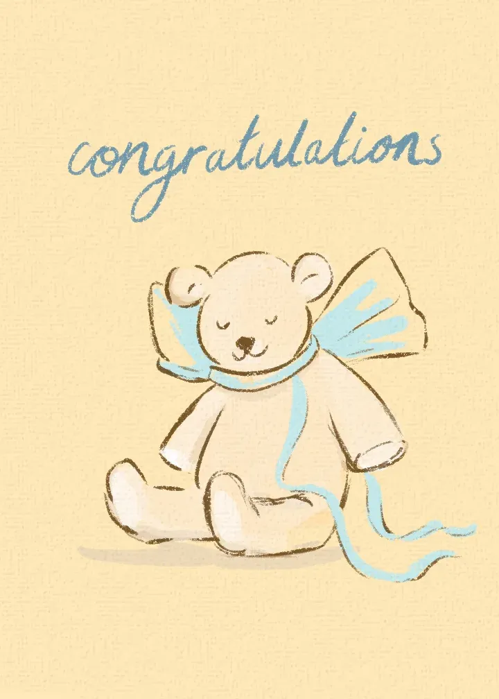 Congratulations Teddy | Blue card front