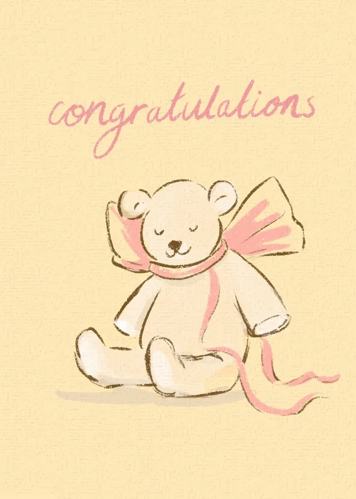 Congratulations Teddy | Pink card front