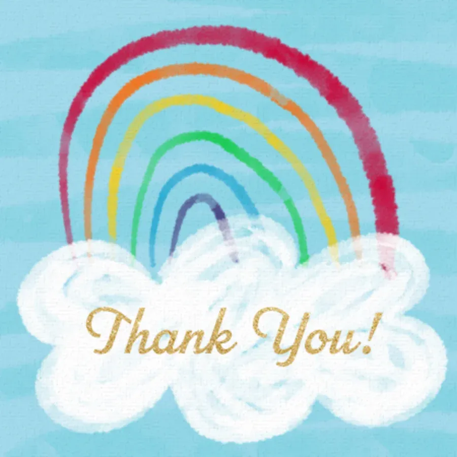 Rainbow Thanks Cloud card front