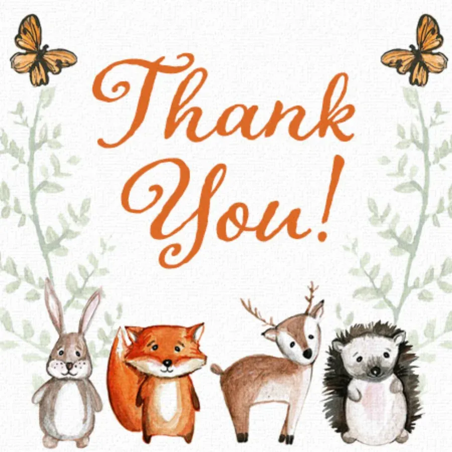 Animal Parade Thanks card front