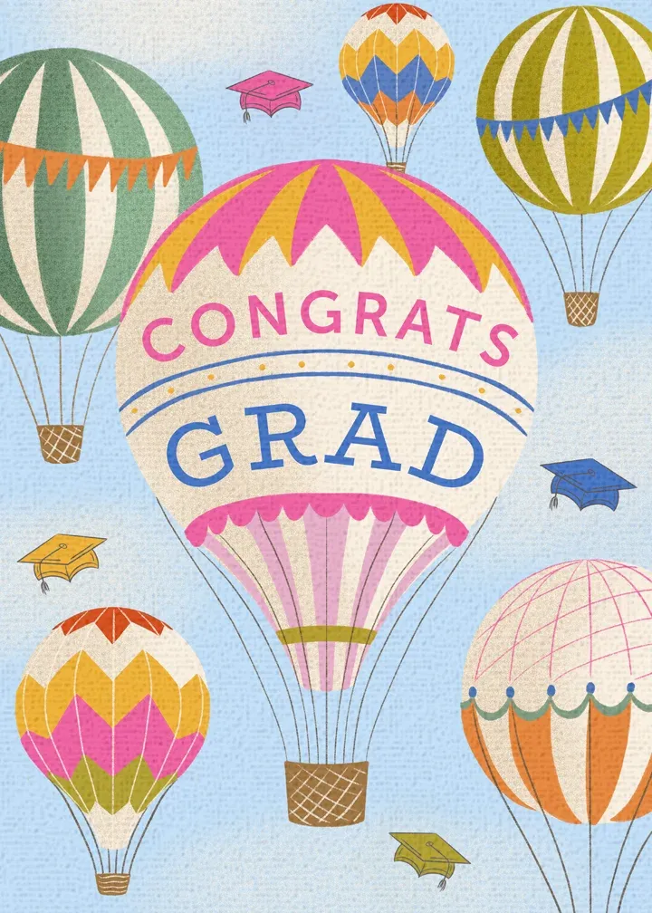 Hot Air Balloon Grad card front