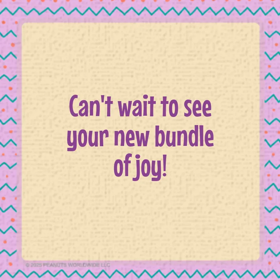 Peanuts New Baby card inside right