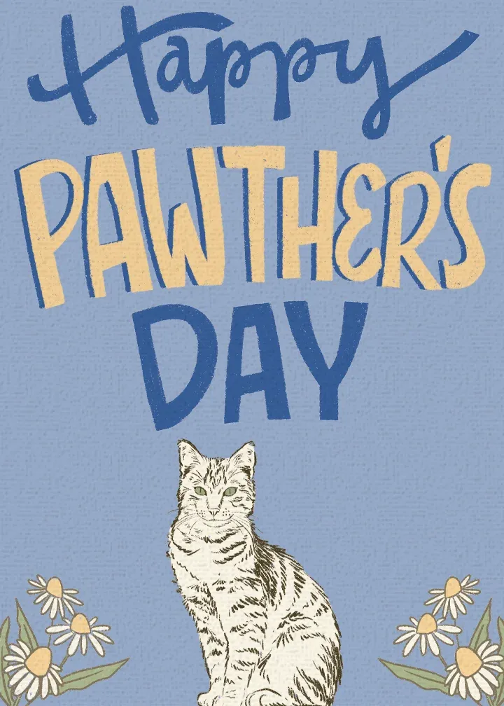 Pawther's Day Cat card front