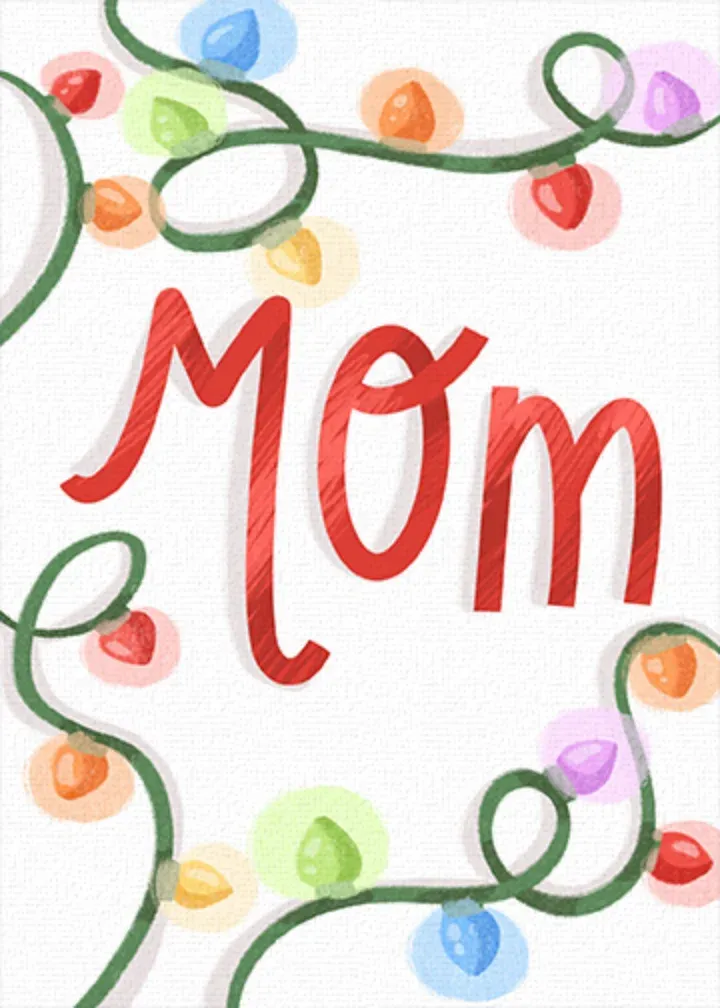 Mom Holiday Lights card front