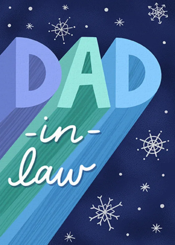 Dad-in-Law Merry Snowflakes card front