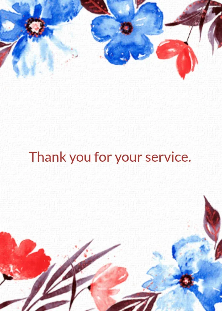 Veterans Day Watercolor card inside right