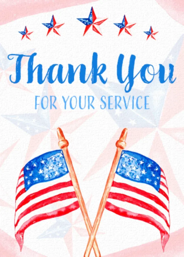 Service Stars Thank You card front