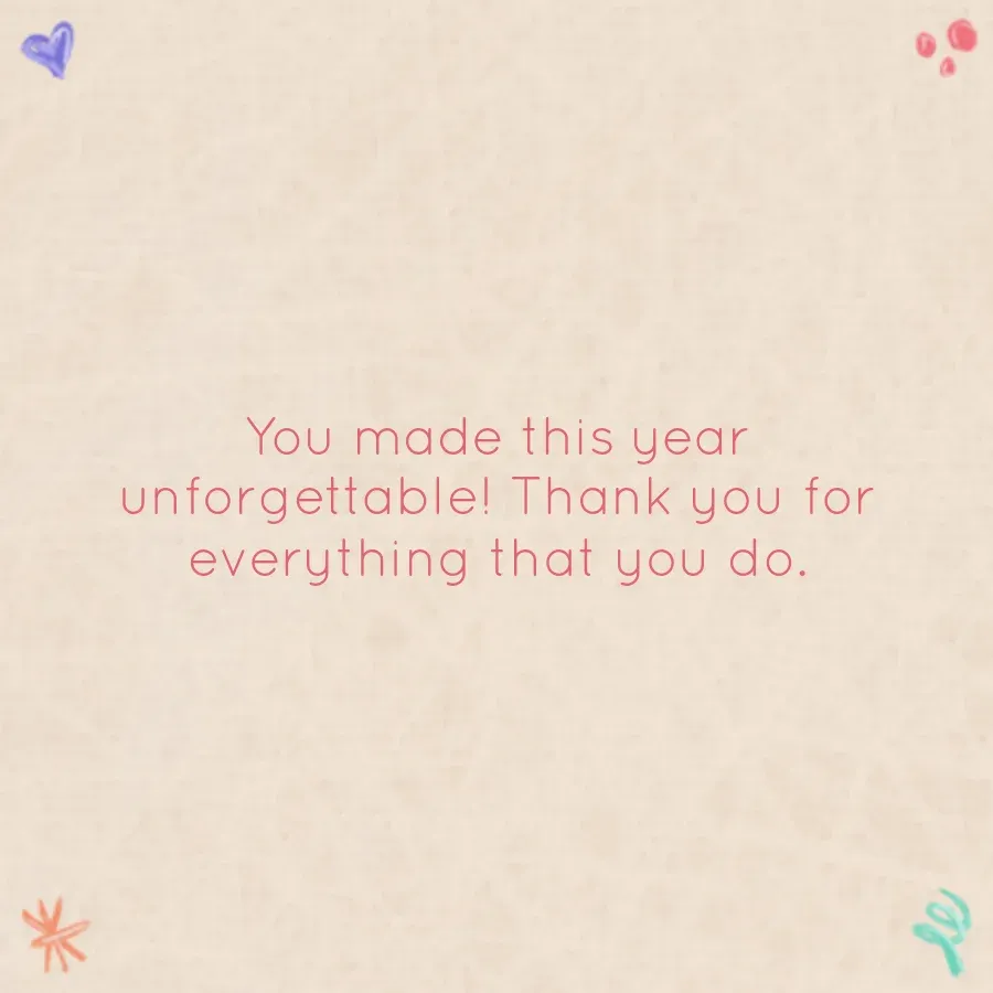 Thank You School Year card inside right