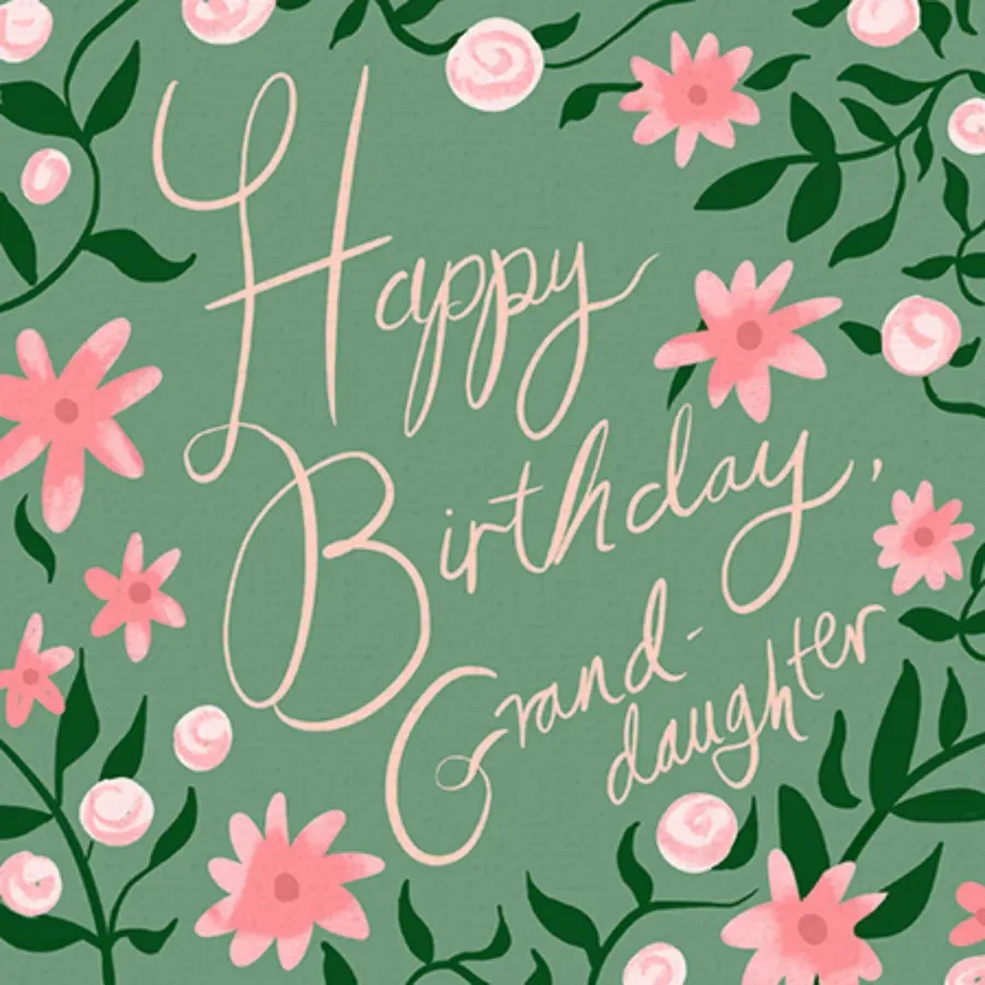 Pink Floral Granddaughter card front