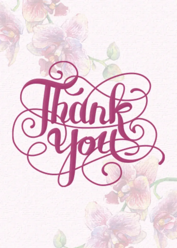 Thank You Script Floral card front