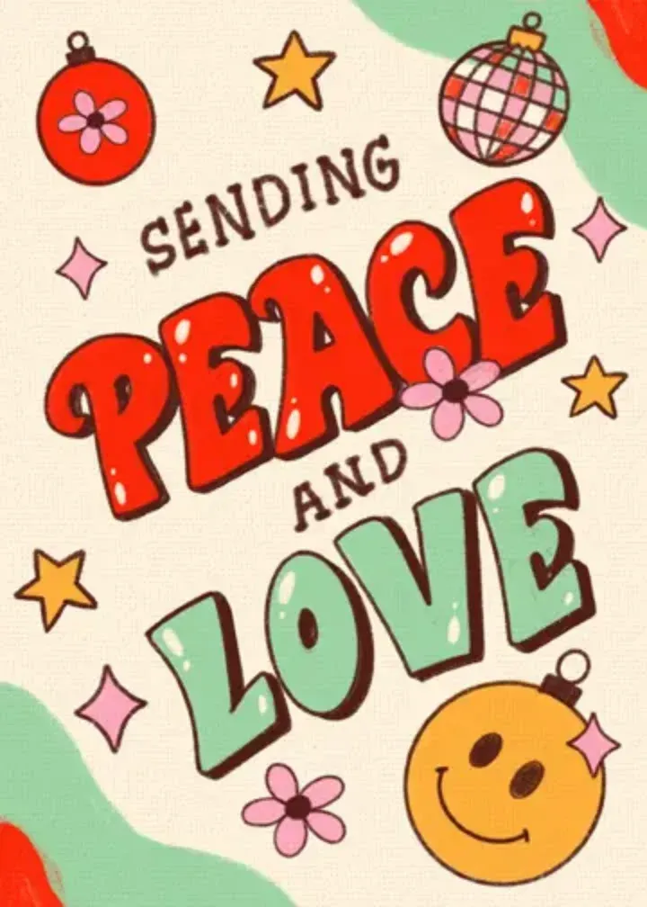 Retro Peace & Love card front