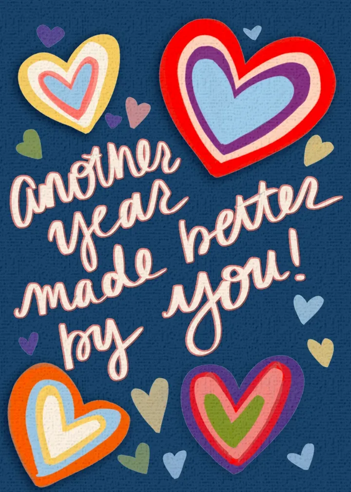 Rainbow Anniversary Hearts card front