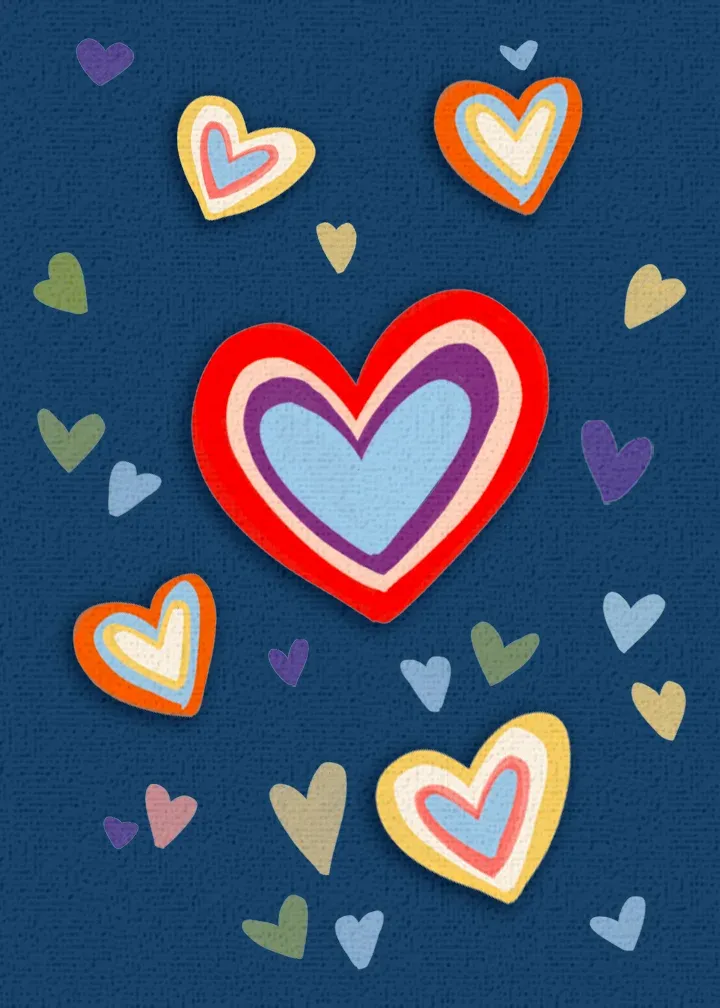 Rainbow Anniversary Hearts card inside left