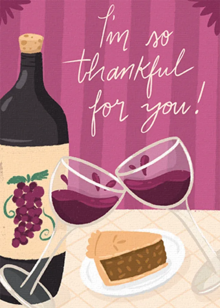 Thankful Wine card front