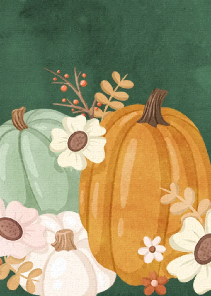 Modern Pumpkin Floral card inside left