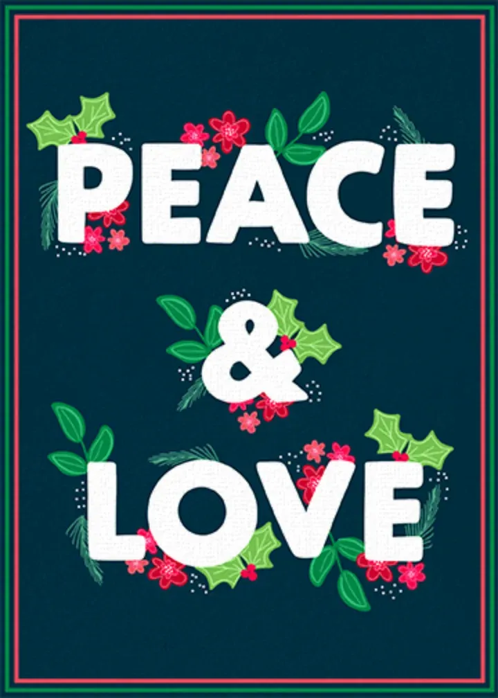 Colorful Peace & Love card front