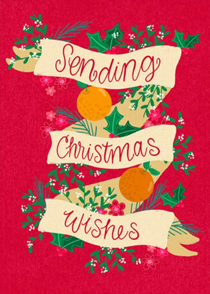 Citrus Christmas Lettering card front