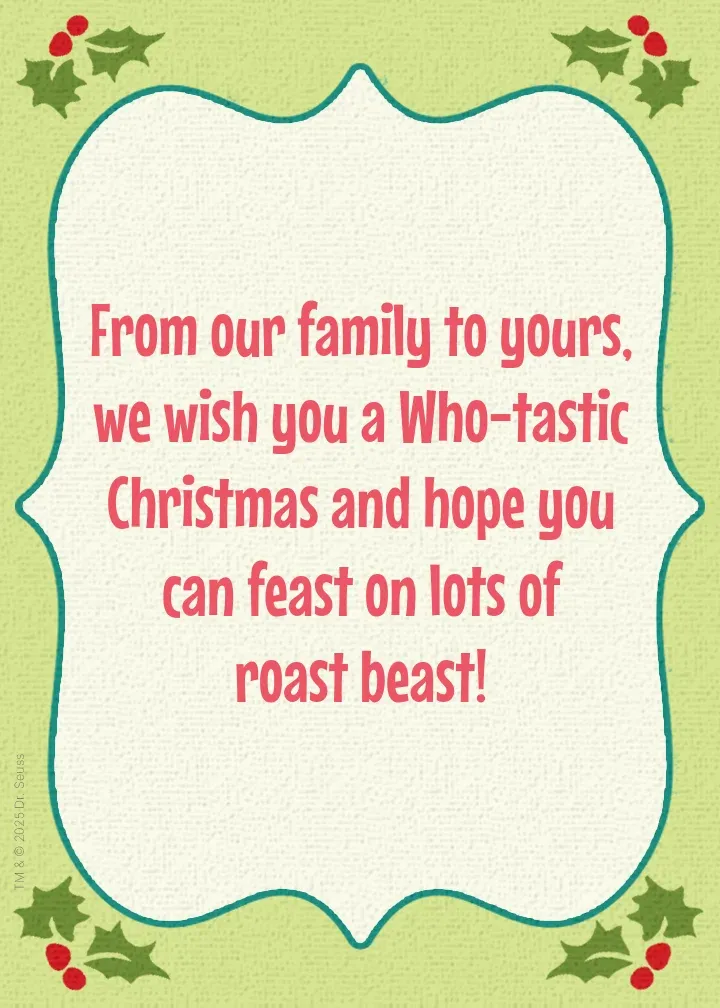 Dr. Seuss | Grinchy Photo card inside right