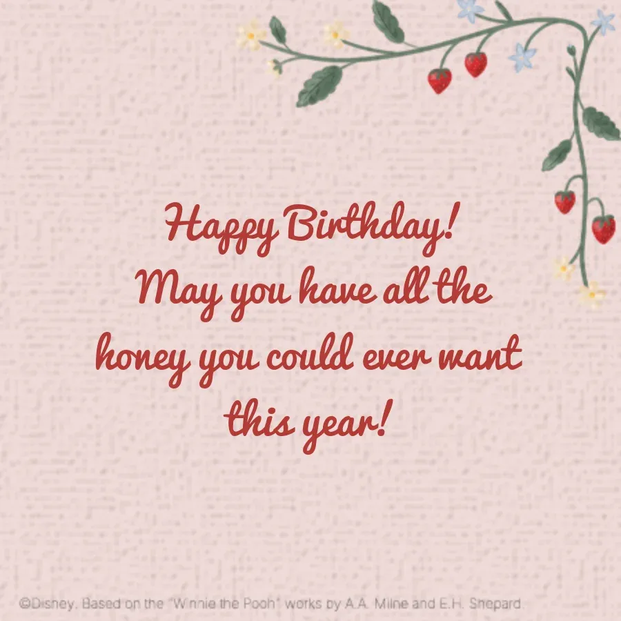 Winnie the Pooh Berry Birthday card inside right