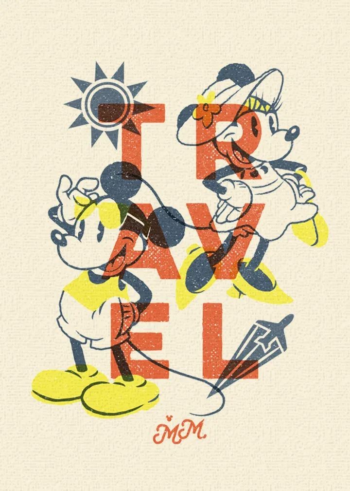 Mickey & Friends | Travel Bon Voyage card inside left