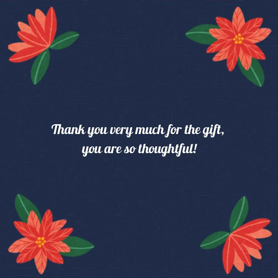 Thank You Poinsettia card inside right