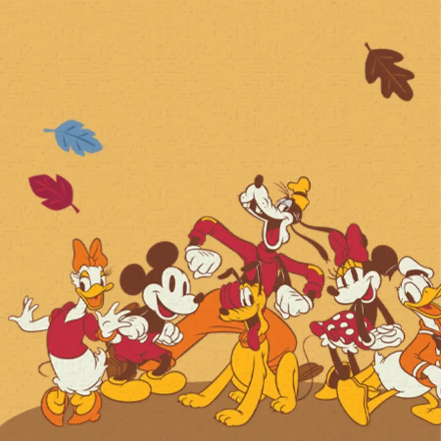 Mickey & Friends Thanksgiving card inside left