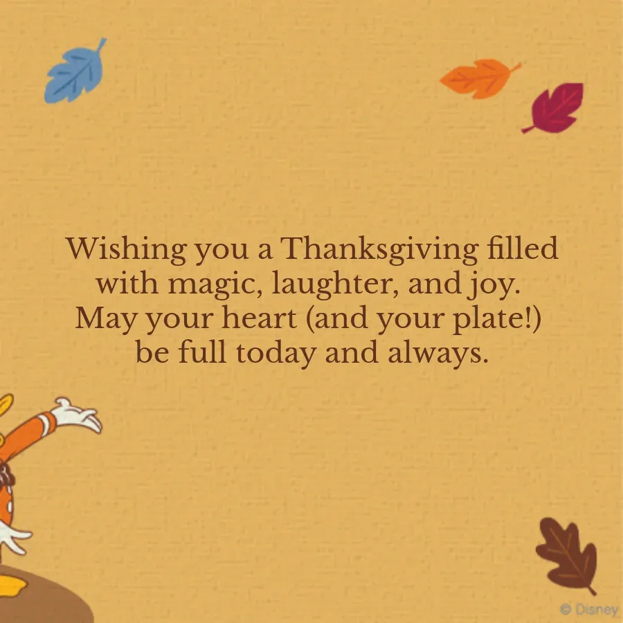 Mickey & Friends Thanksgiving card inside right