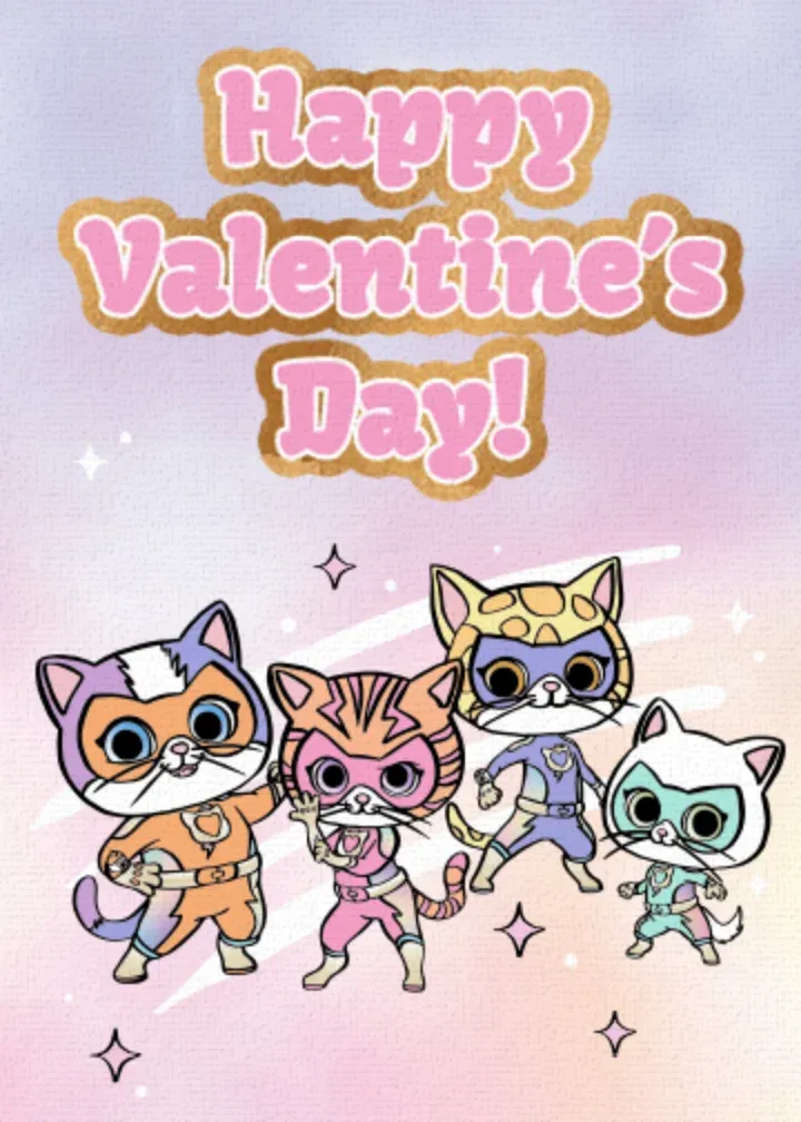 SuperKitties | Happy Valentine's Day Group card front