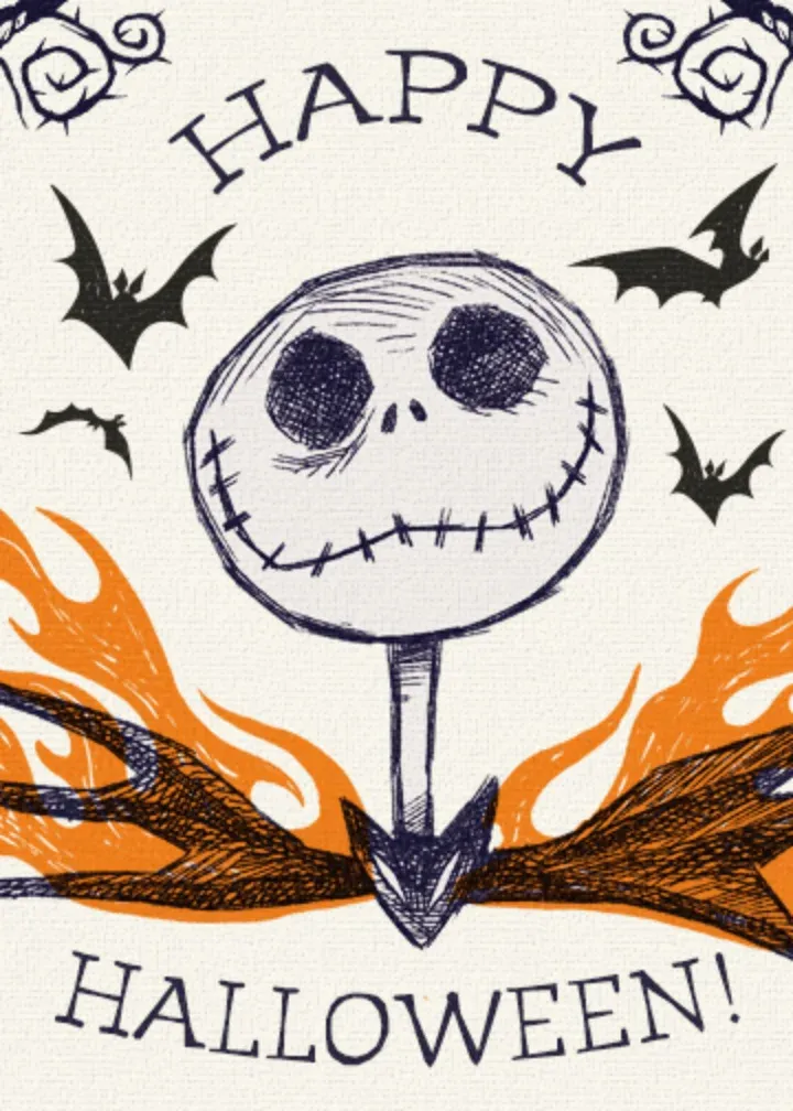 Jack Skellington Happy Halloween Bat card front