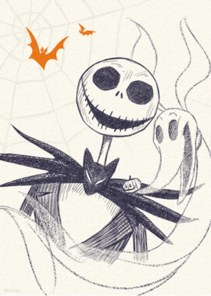 Jack Skellington Happy Halloween Bat card inside left