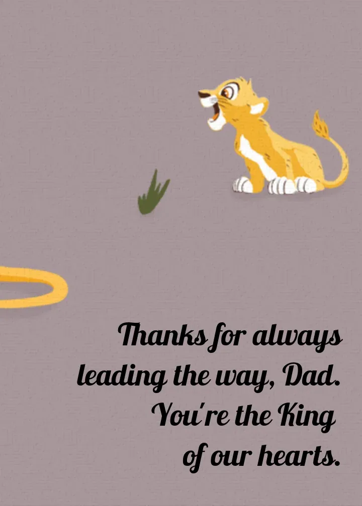 Lion King Father's Day Brave card inside right