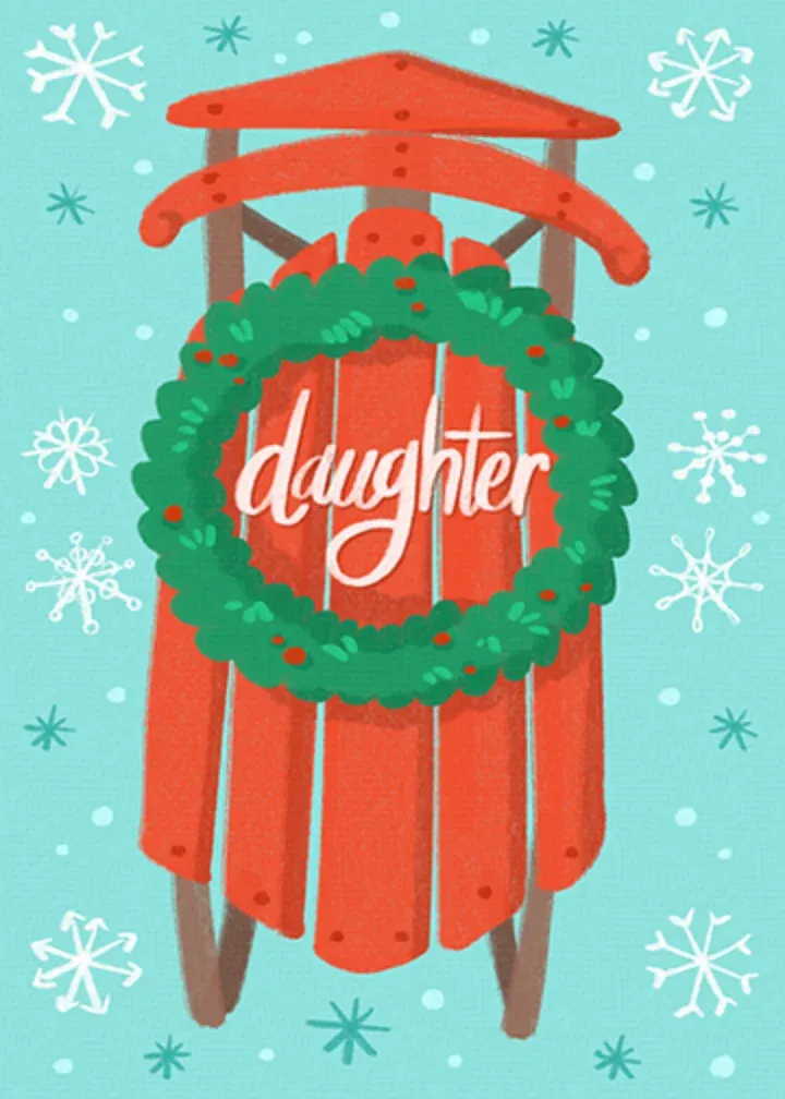 Daughter Holiday Sled card front