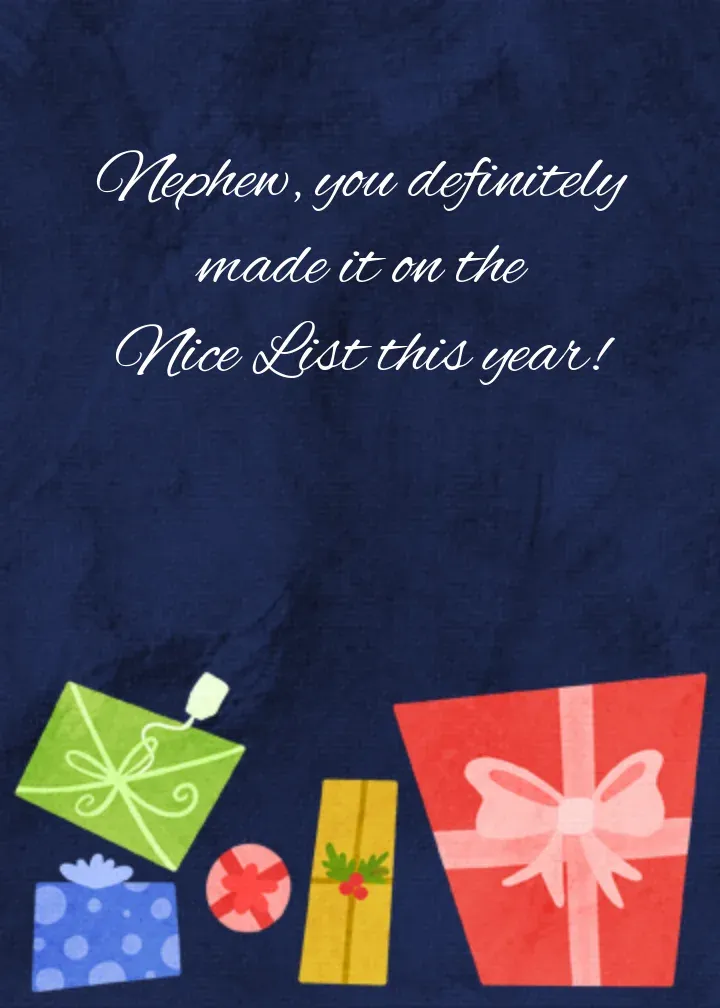 Nephew Presents card inside right