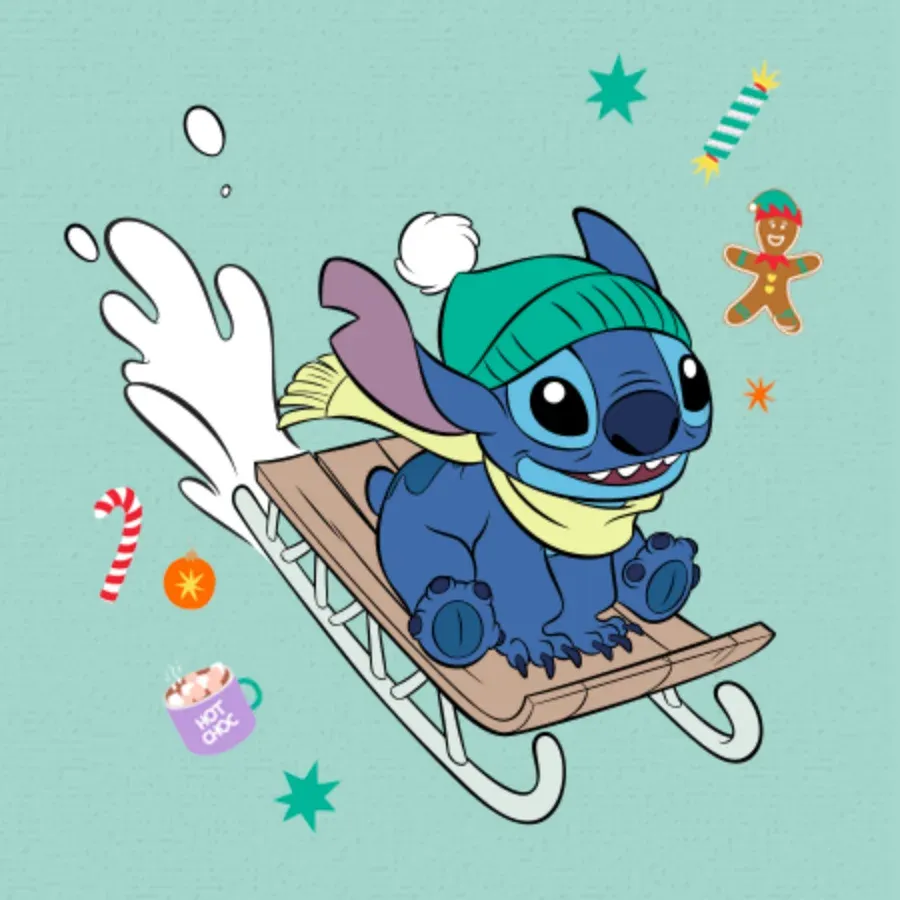 Stitch Happy Holidays card inside left