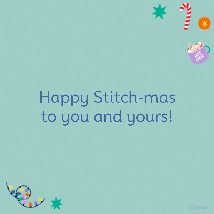 Stitch Happy Holidays card inside right