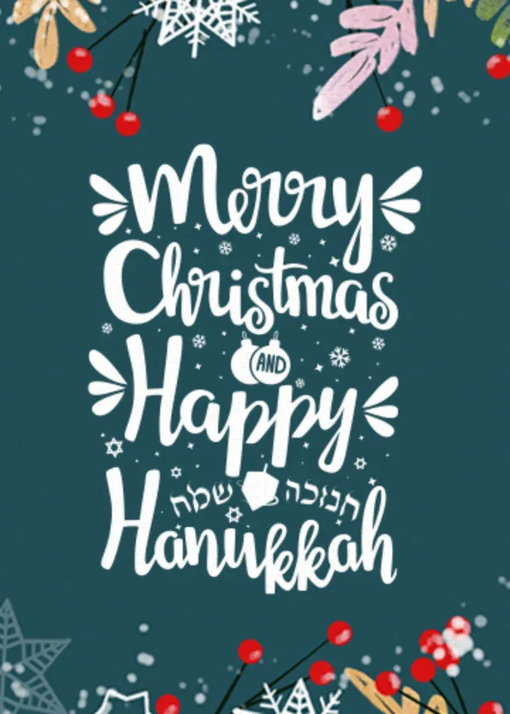 Merry Christmas Happy Hanukkah Holly card front