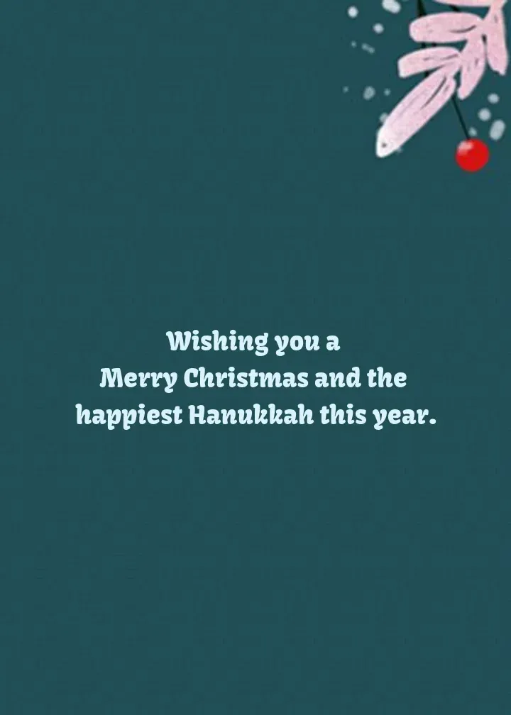 Merry Christmas Happy Hanukkah Holly card inside right