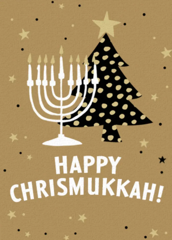 Gold Formal Chrismukkah card front