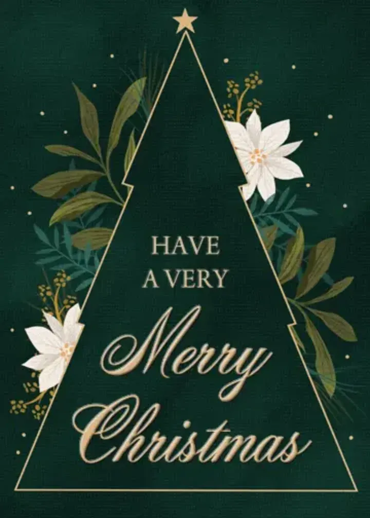 White Holiday Floral card front