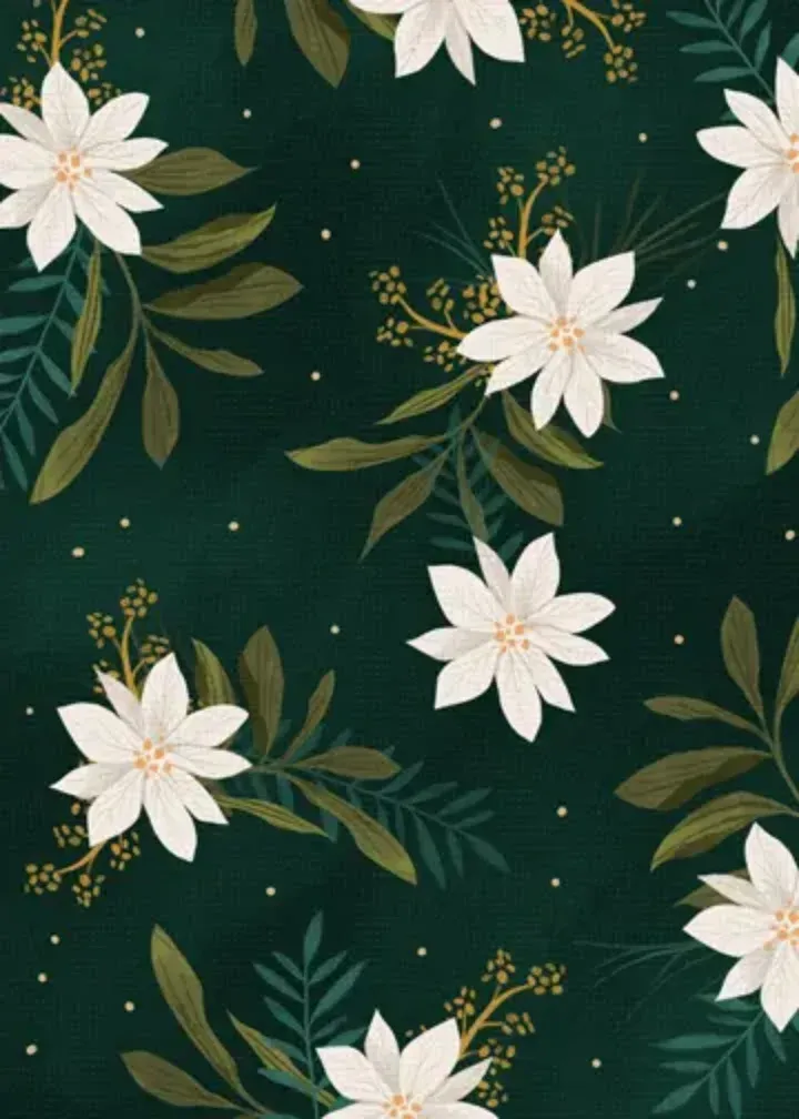 White Holiday Floral card inside left