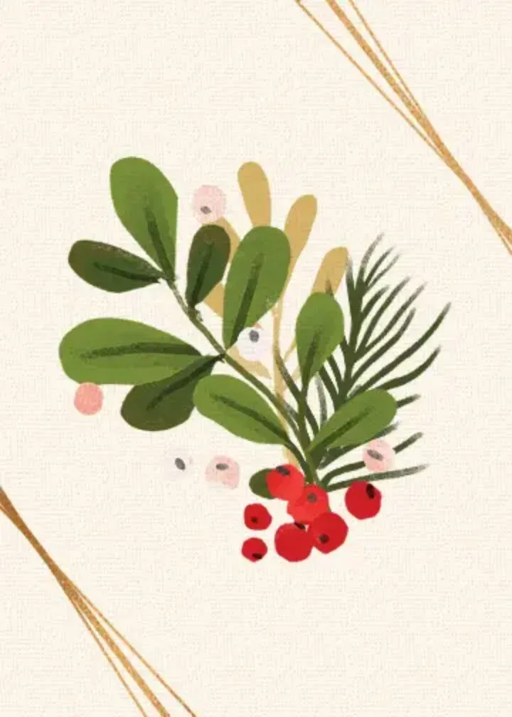 Gold Holly Thank You card inside left