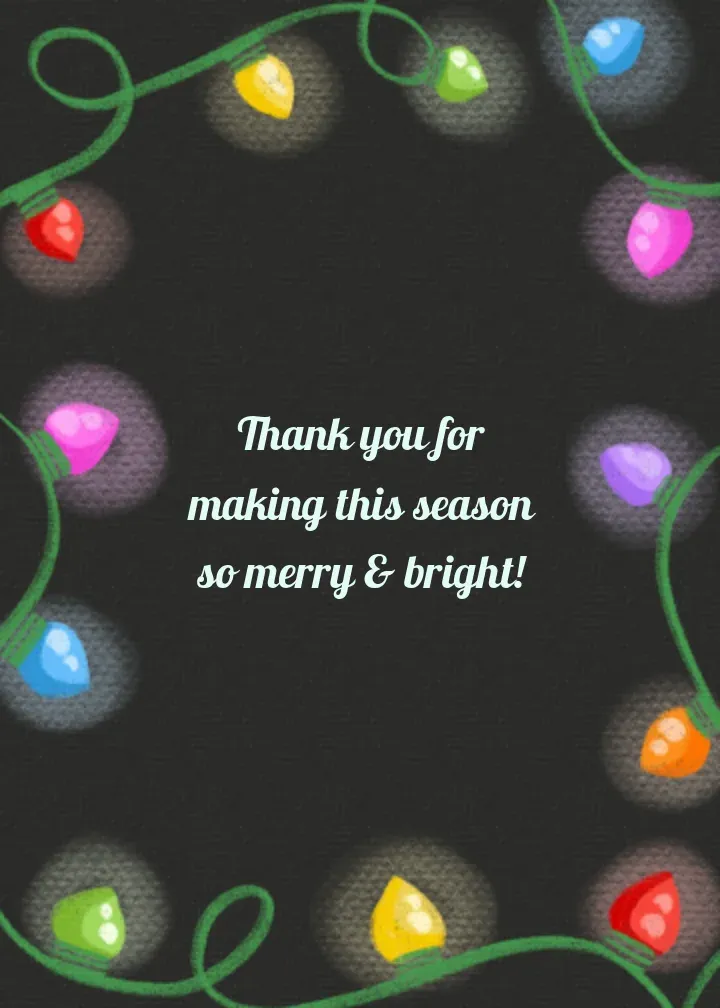 Holiday Lights Thanks card inside right