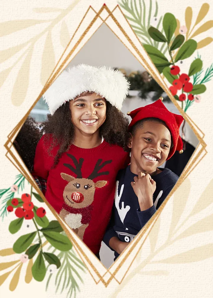 Gold Holly Photo card front