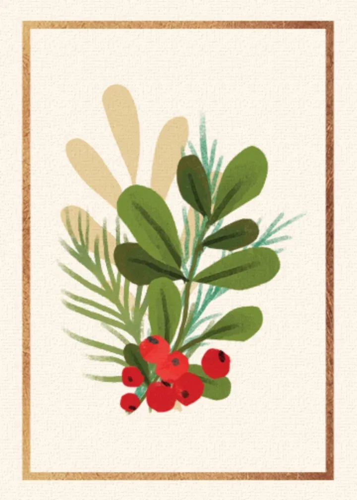 Gold Holly Photo card inside left