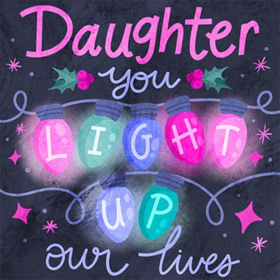 Daughter Christmas Lights card front