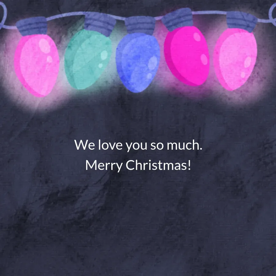 Daughter Christmas Lights card inside right