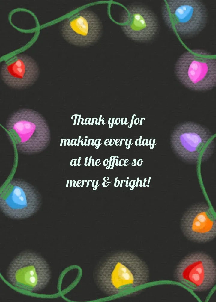 Holiday Light Thanks card inside right