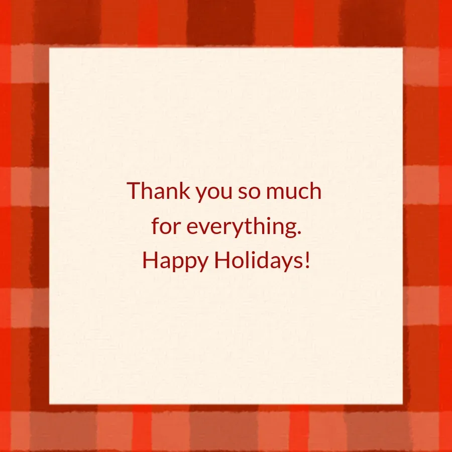 Gift Tag Thanks card inside right