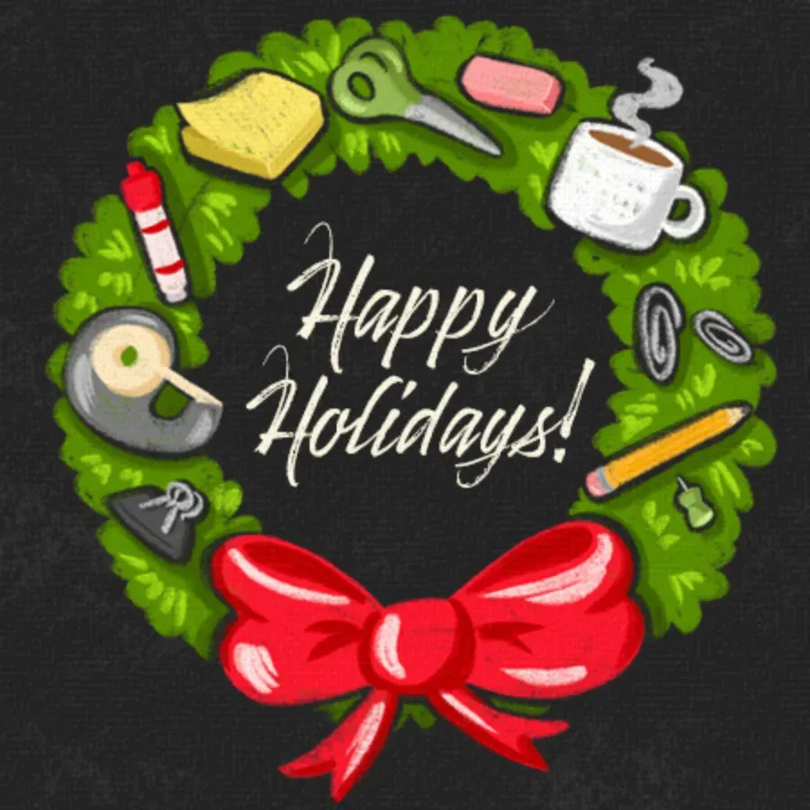 Coworker Holiday Wreath card front